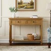 Whisen Traditional Pine wood Console Table & Entryway Table with Two Drawers and Bottom Shelf - 2 of 4