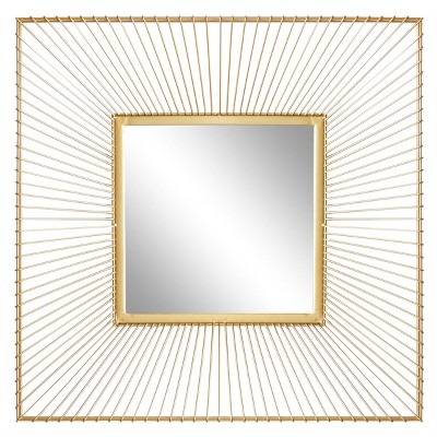 Contemporary Metal Square Decorative Wall Mirror Gold - CosmoLiving by Cosmopolitan