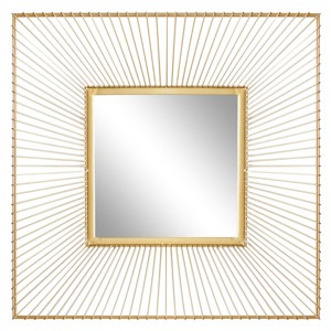 Metal Starburst Square Wall Mirror Gold - CosmoLiving by Cosmopolitan: Iron Frame, No Assembly, Wall Mount - 1 of 4