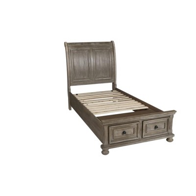 New Classic Furniture, Allegra Twin Size Solid Wood Bed in Pewter
