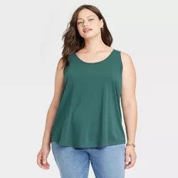 Women's Plus Size Relaxed Scoop Neck Tank Top - Ava & Viv™ Green 4X