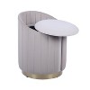 Techni Home Plush Velvet Vanity Stool Ottoman with Storage, Taupe - 3 of 4