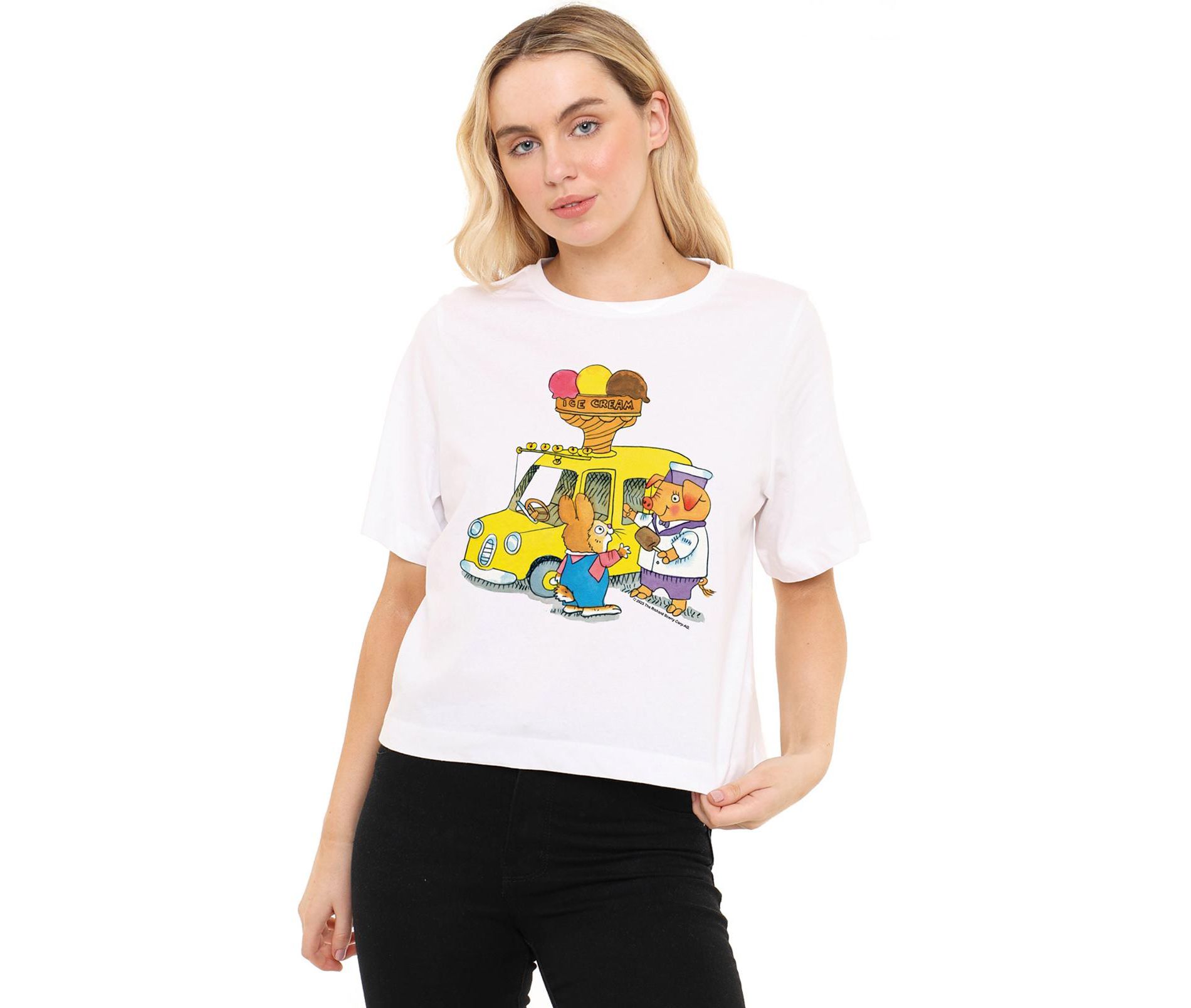 Women's Richard Scarry Ice Cream Truck Boxy Cropped T-Shirt