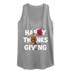 Women's - Peanuts - Happy Thanksgiving Icons Graphic Racerback Tank - 1 of 4