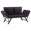 vidaXL Outdoor Sun Bed Black Poly Rattan Standard Convertible Furniture - 2 of 4