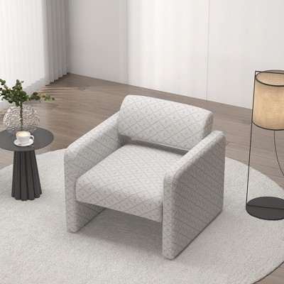GDFStudio Emmanuel Upholstered 30.9" W Rubberwood Accent Chair with Armrests