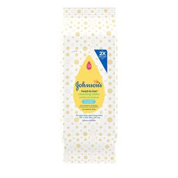 Johnson's Head-to-Toe Gentle Baby Cleansing Cloths, Hypoallergenic, Pre-Moistened Baby Bath Wipe - 15ct