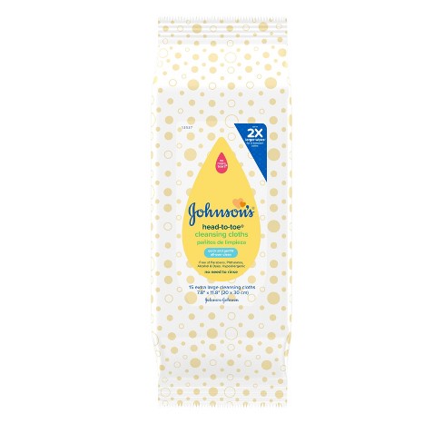 Johnson's Head-to-toe Gentle Baby Cleansing Cloths, Hypoallergenic,  Pre-moistened Baby Bath Wipe - 15ct : Target