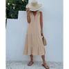 Women's Summer Sleeveless Button Down Cotton Tank Dress Loose A-Line Tiered Tunic Beach Dress - 4 of 4