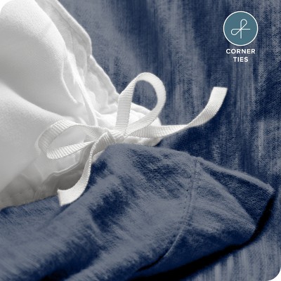 Heather Indigo Twin/Twin XL Cotton Flannel Duvet Cover Set