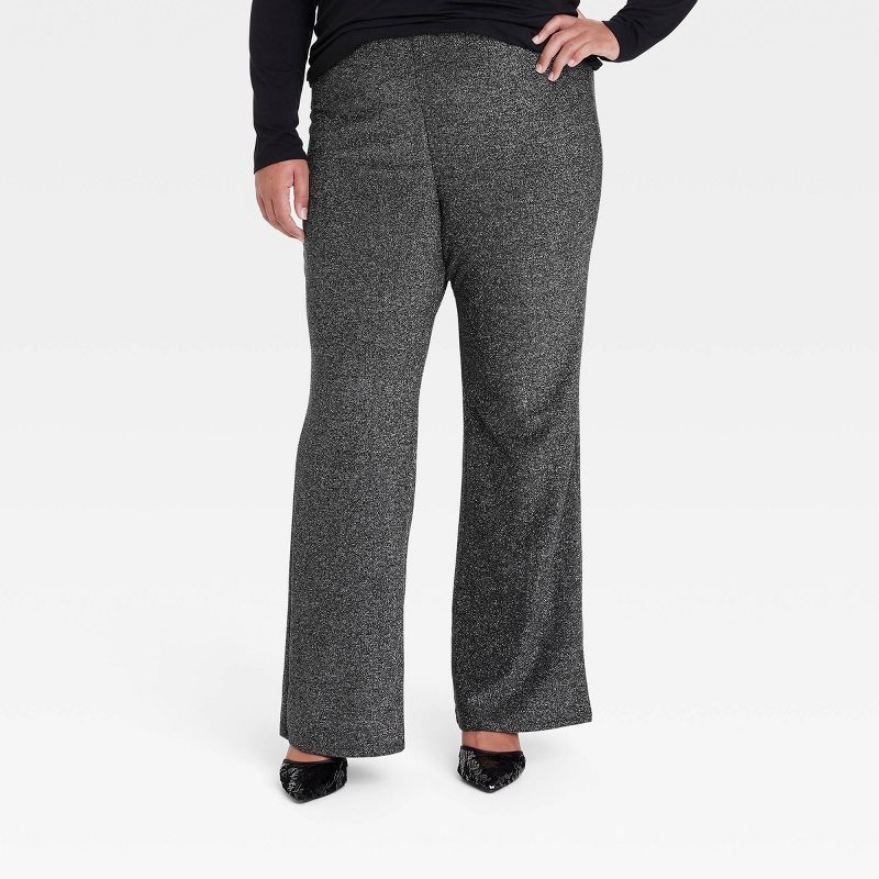 Women's High-Rise Knit Flare Pull-On Pants - Ava & Viv™ Black, 1 of 4