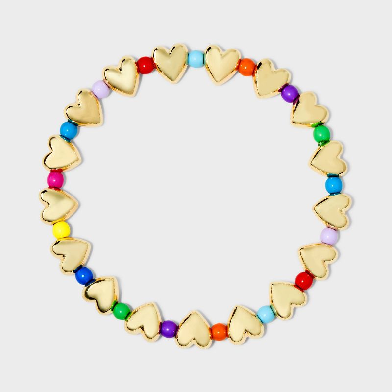 SUGARFIX by BaubleBar Multi Hearts Stretch Bracelet - Gold, 3 of 5