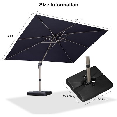 PURPLE LEAF Deluxe Aluminum Outdoor Patio Umbrella Square Cantilever Umbrellas