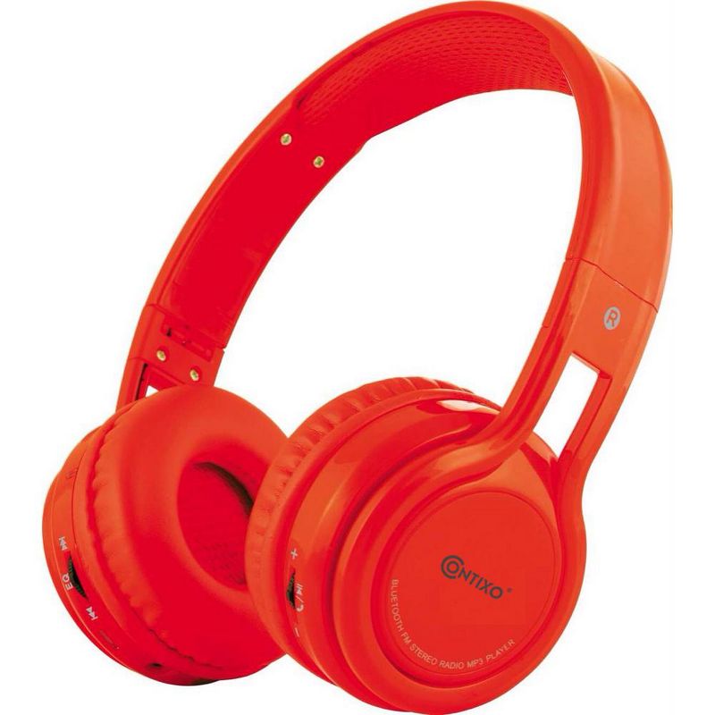Contixo KB2600 Kids Bluetooth Wireless Headphones -Volume Safe Limit 85db -On-The-Ear Adjustable Headset (Red), 3 of 10