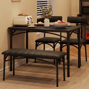 Dining Table Set for 4, Small Dining Table Set with Upholstered Bench and 2 Chairs, Kitchen Table and Chairs for 4, for Small Space - 1 of 4