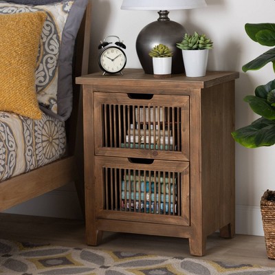 Clement Rustic Medium Oak 2-Drawer Spindle Nightstand