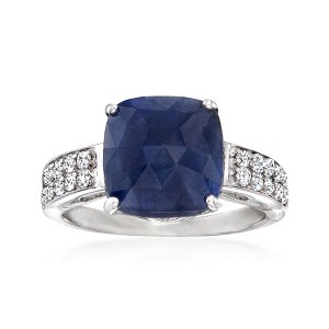 Ross-Simons 5.25 Carat Sapphire and .30 ct. t.w. White Topaz Ring in Sterling Silver - 1 of 4