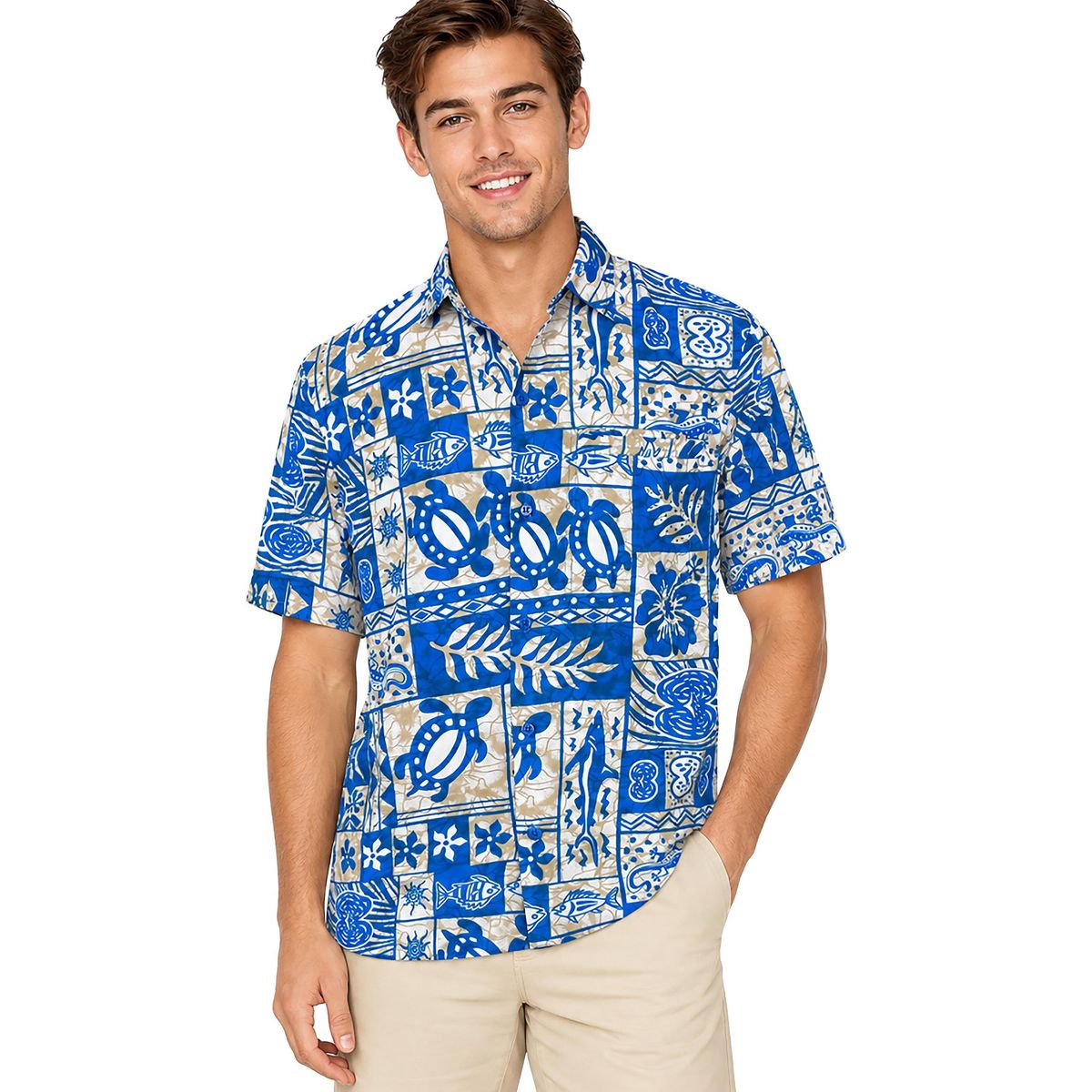 LA LEELA Mens Hawaiian Shirts Short Sleeve Button Down Shirt Mens Casual Vacation Shirts Tropical Beach Summer Party Shirts Funny 6XL Blue,Floral