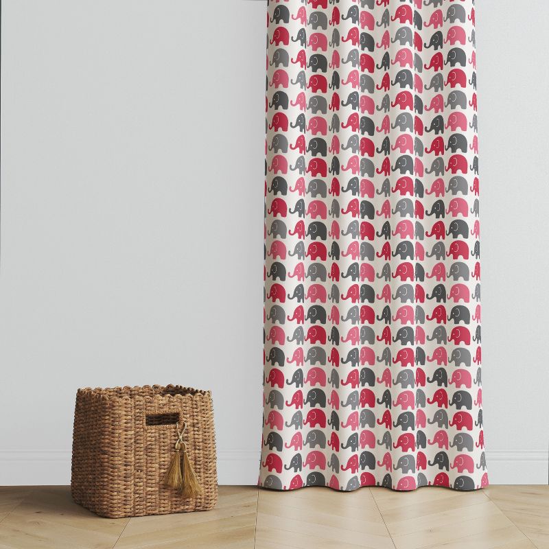 Bacati - Elephants Pink/Grey Curtain Panel, 3 of 5