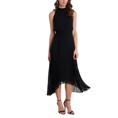 1.STATE Womens Pleated Halter Midi Dress