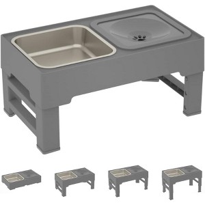 Elevated Dog Bowls, Adjusts to 4 Heights, Adjustable Raised Dog Bowl Stand for Small Puppy and Cats, Slow Feeder - 1 of 4