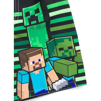 Minecraft Big Boys UPF 50+ Swim Trunks Bathing Suit Green / Black 14-16 — фото 4