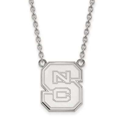 Black Bow Jewelry 10k White Gold North Carolina State Wolfpack NCAA Necklace 18 Inch