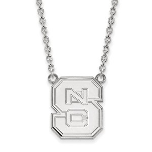 Black Bow Jewelry 10k White Gold North Carolina State Wolfpack NCAA Necklace 18 Inch - 1 of 4
