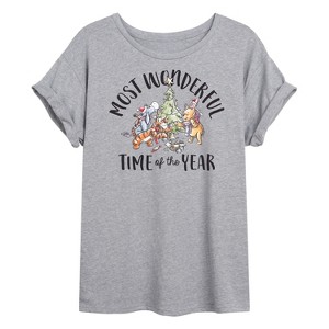 Women's - Winnie the Pooh - Christmas Most Wonderful Time of the Year Oversized Graphic T-Shirt - 1 of 4