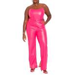 ELOQUII Women’s Plus Size Slit Hem Faux Leather Pant