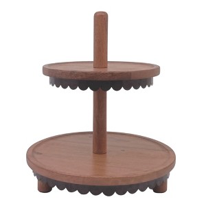 VIP Wood 12.5 in. Brown Scalloped 2 Tier Server - 1 of 1