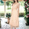 Anna-Kaci Women's V Neck Sequin Wedding Party Maxi Dress Wrap Lace Floral Embroidery Sparkly Evening Long Dress- Medium,Champagne - 3 of 4