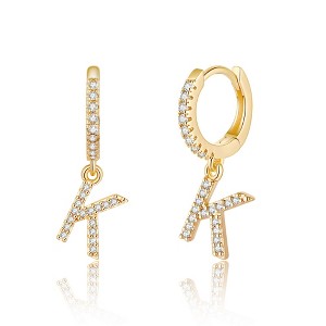 Turandoss 18K Gold Huggie Hoop Earrings for Girls Women - 1Pair Dainty Initial Cartilage Dangle Diamond Earring Hypoallergenic, Christmas Gifts - 1 of 4