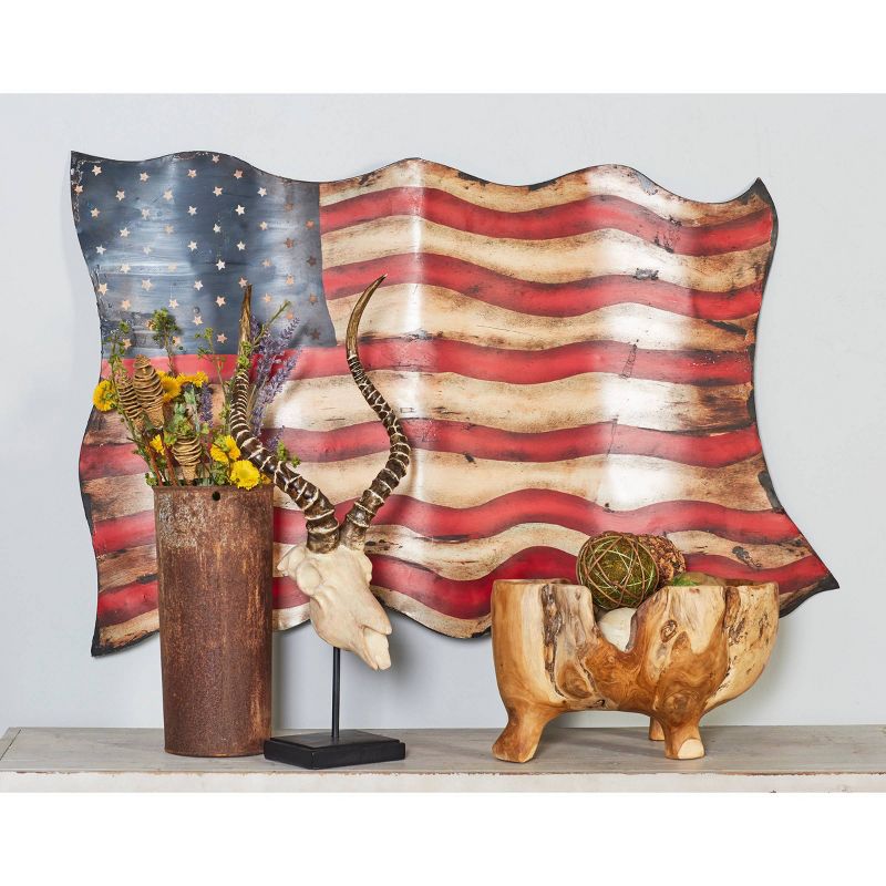Metal American Flag Indoor Outdoor Wall Decor Red - Olivia &#38; May, 1 of 8