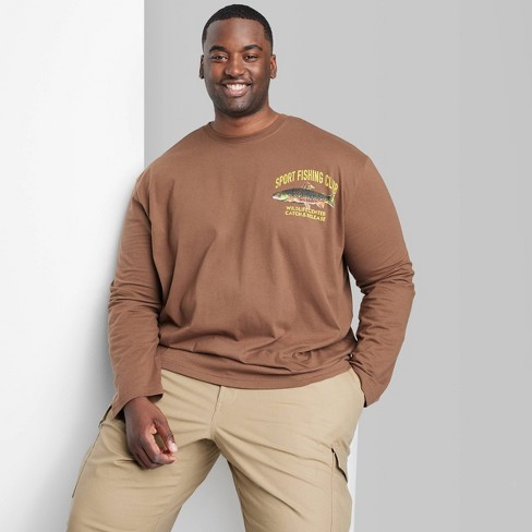 Men's Big & Tall Regular Fit Crewneck Long Sleeve T-shirt - Original Use™  Brown 4xl : Target