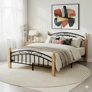 Bed Frame with Headboard,Queen Size Platform Bed,Wooden Slat Support, No Box Spring Needed, Noise Free Sleep,Easy Assembly - 1 of 4