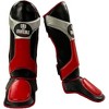 Invincible Shin & Instep: Premium Synthetic Leather Guards for Muay Thai, MMA, Martial Arts - Black/Red/Silver, Medium - 2 of 4