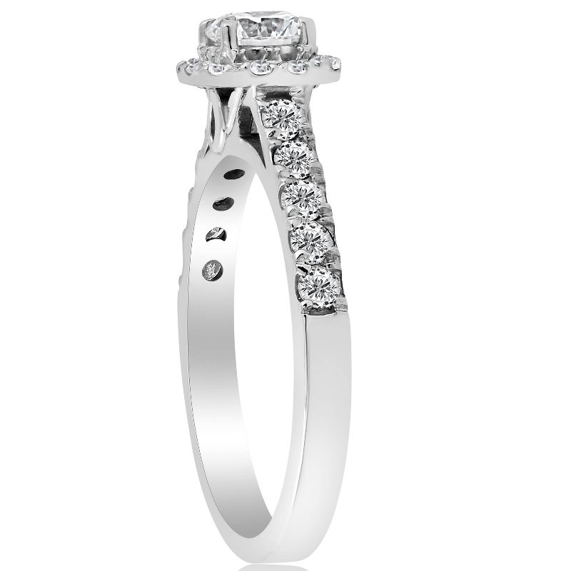 Pompeii3 1ct Cushion Halo Diamond Engagement Ring 14K White Gold, 3 of 6