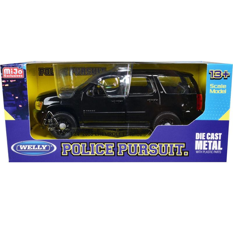 2008 Chevrolet Tahoe Unmarked Police Car Black 1/24 Diecast Model Car by Welly, 3 of 4