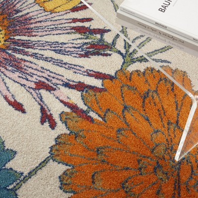Ivory Multicolor Floral Bliss 4' x 6' Synthetic Area Rug
