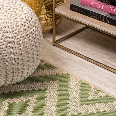 Sintra Diamond Green and Cream Reversible Synthetic Rug