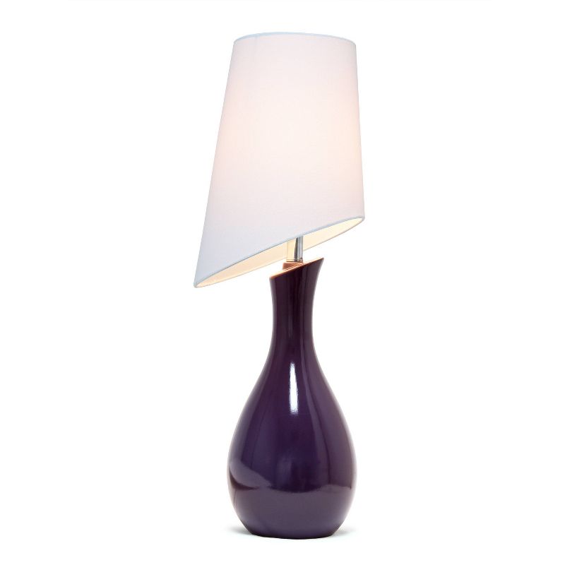 Curved Ceramic Table Lamp with Asymmetrical Shade Purple - Elegant Designs, 5 of 12