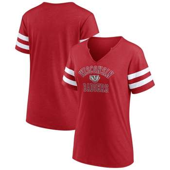 NCAA Wisconsin Badgers Women's V-Neck Notch T-Shirt