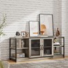Farmhouse TV Stand, Industrial Entertainment Center with Double Mesh Doors and Storage Cabinet, Rustic TV for Living Room - 2 of 4