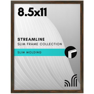 Americanflat Thin Picture Frame in Walnut with Shatter Resistant Glass Horizontal and Vertical Formats for Wall & Tabletop - Picture Size 8.5x11"