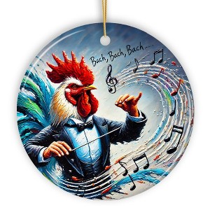 Bach Bach Bach Chicken Conductor Ornament, Playful Musical Christmas Decor| OrnamentallyYou - 1 of 4