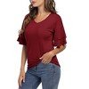 Clearlove Women's Casual Blouses Ruffle Sleeve T Shirts V Neck Double Tiered Bell Sleeve Top - 3 of 4