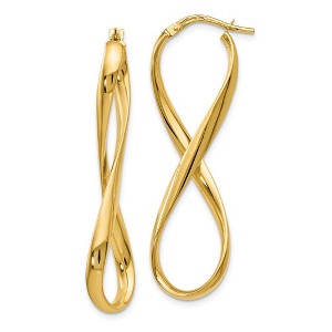 Black Bow Jewelry 3mm Infinity Hoop Earrings in 14k Yellow Gold, 45mm (1 3/4 Inch) - 1 of 4