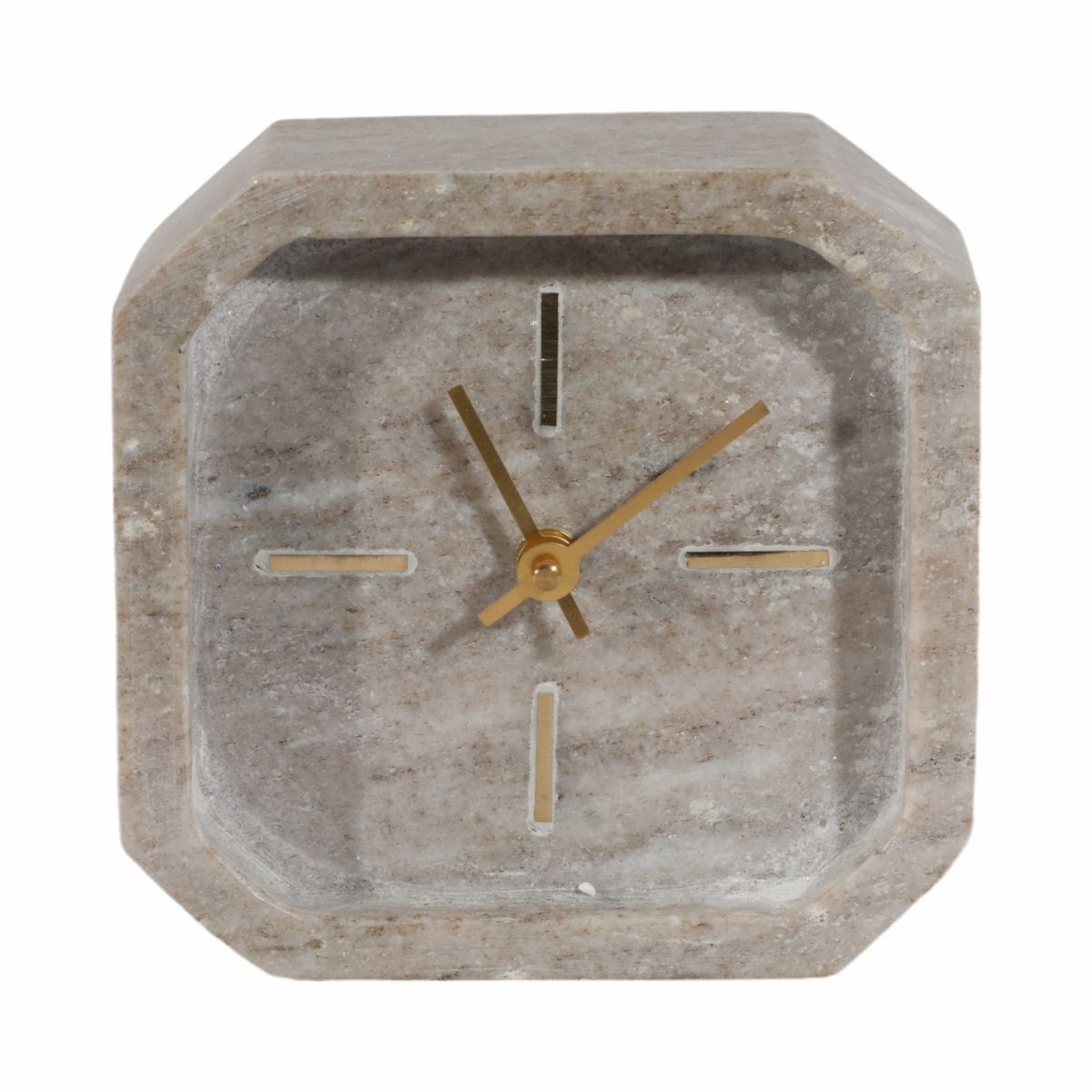 Octagon Marble Table Clock for Living Room and Office Decor - Small Decorative Desk Clock for Mantel, Shelf, Console, and Table - thumbnail 5