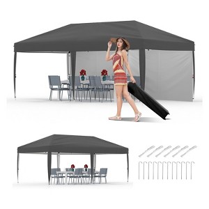 10x20 Heavy Duty Pop Up Canopy with 2 Sidewalls, Portable Roller Bag, Adjustable Height, Includes Weight Bags, Stakes & Ropes - 1 of 4